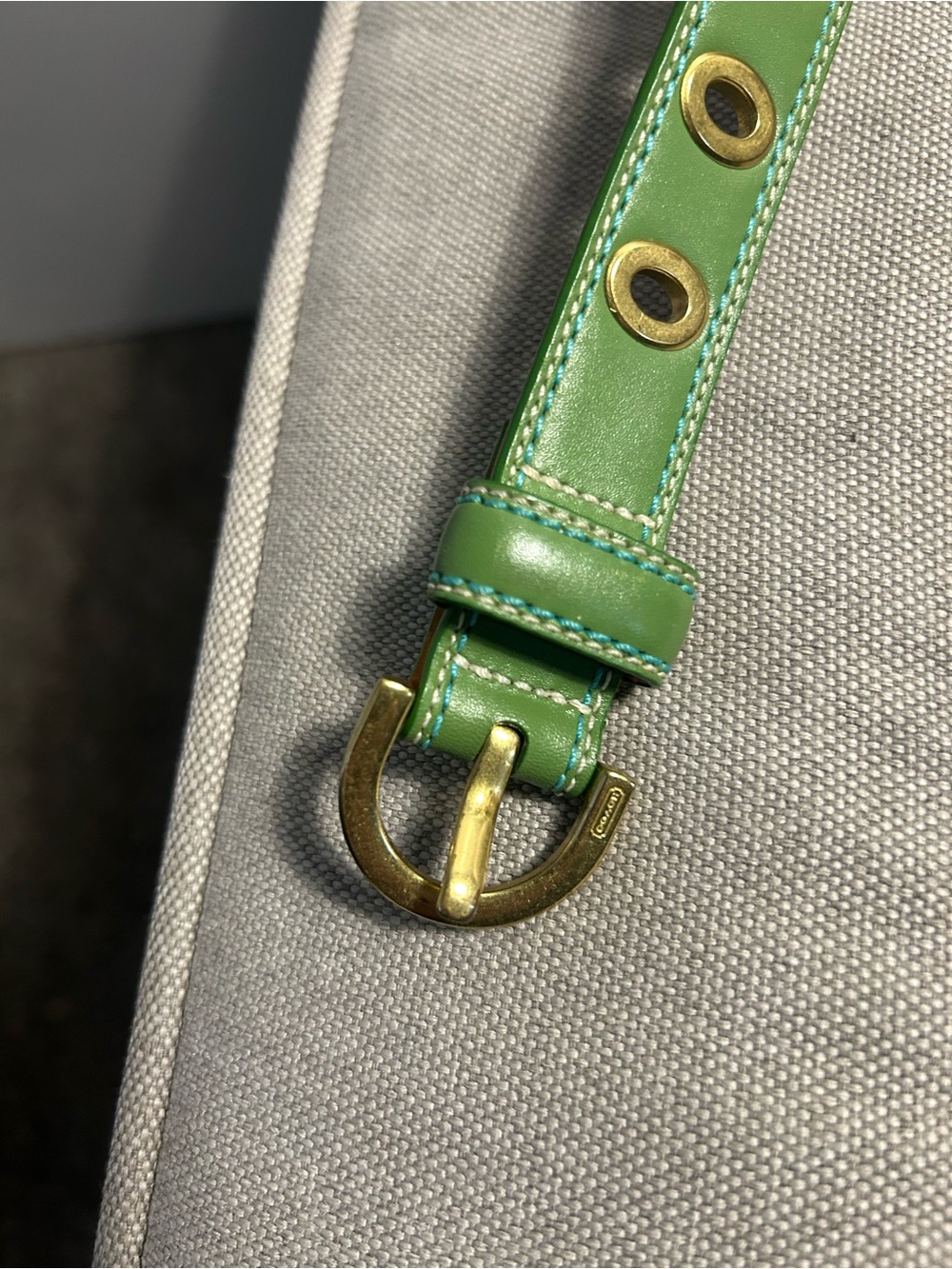 Vintage Coach Lime Green Leather Belt - Picture 3 of 4